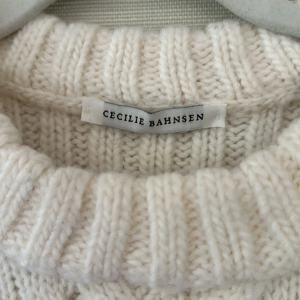 Cecelie Bahnsen Cable Knit Vest - Ecru - Picture 3 of 5
